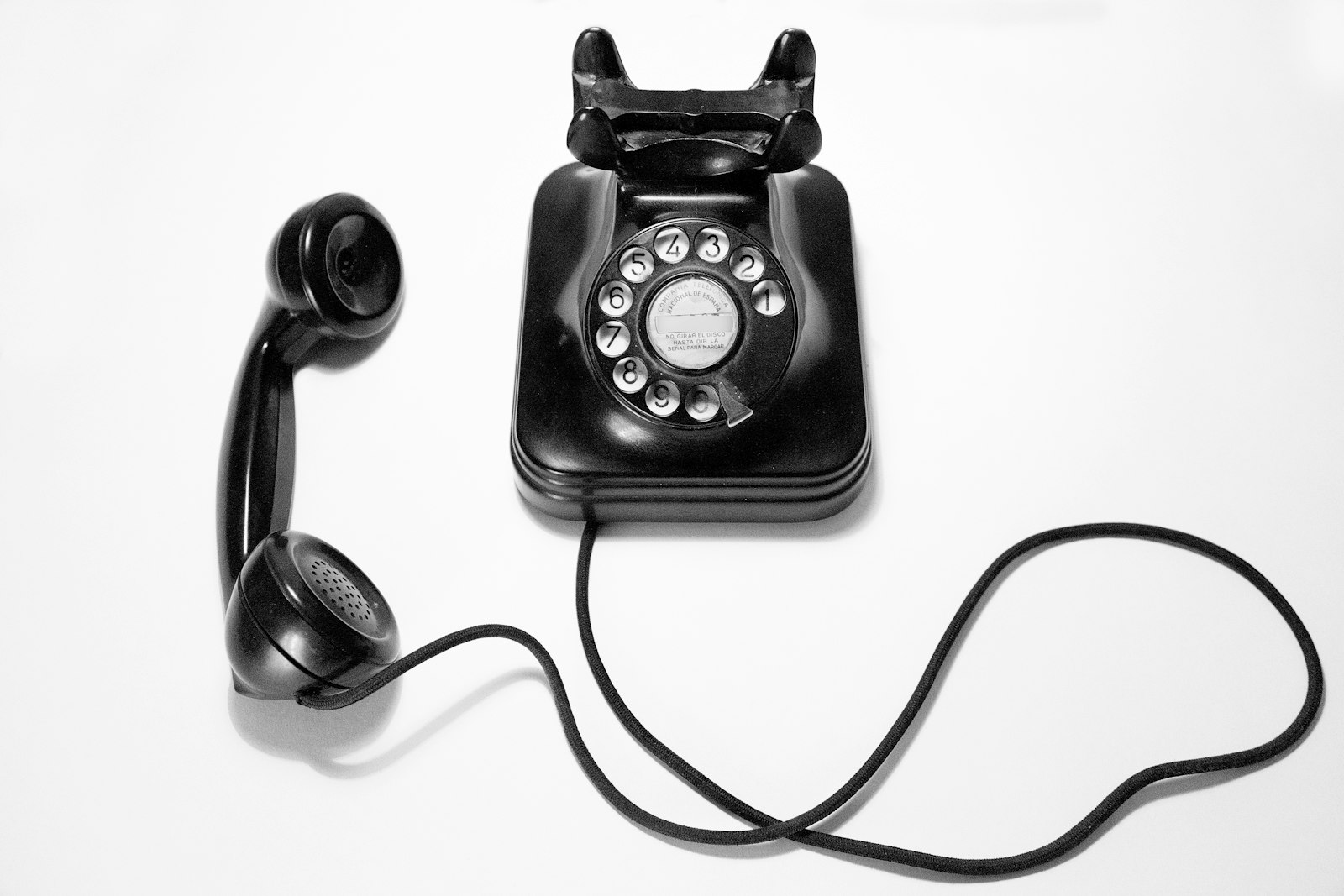 Classic black rotary landline telephone